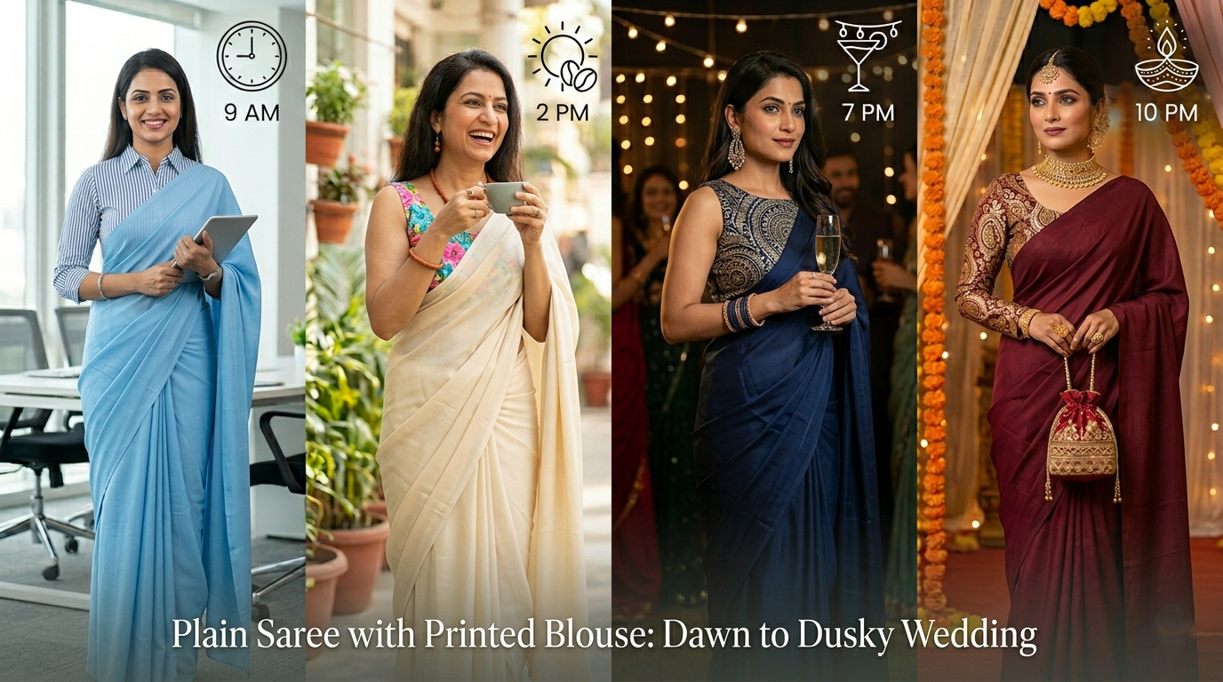 How to Style a Viscose Saree: From Morning Meetings to Wedding Evenings