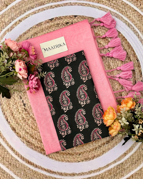 Premium Viscose Cotton Feel Plain Saree with Tassels & Printed Blouse | Soft Lightweight Daily Wear Saree | 0% Polyester | Baby Pink Color Saree