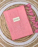 Premium Viscose Cotton Feel Plain Saree with Tassels & Printed Blouse | Soft Lightweight Daily Wear Saree | 0% Polyester | Baby Pink Color Saree