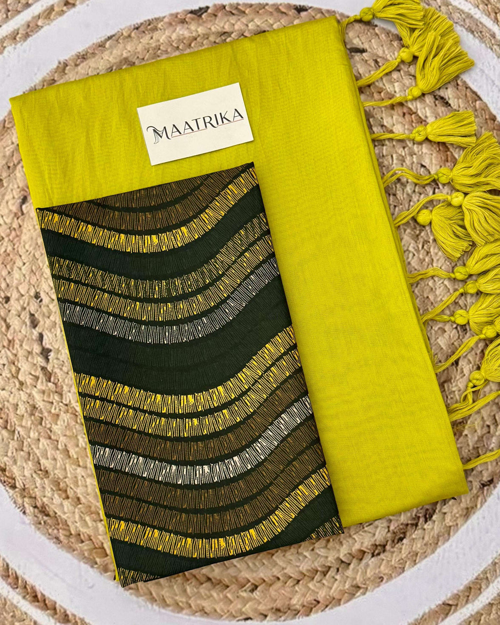 Premium Viscose Cotton Feel Plain Saree with Tassels & Printed Blouse | Soft Lightweight Daily Wear Saree | 0% Polyester | Pista Color Saree