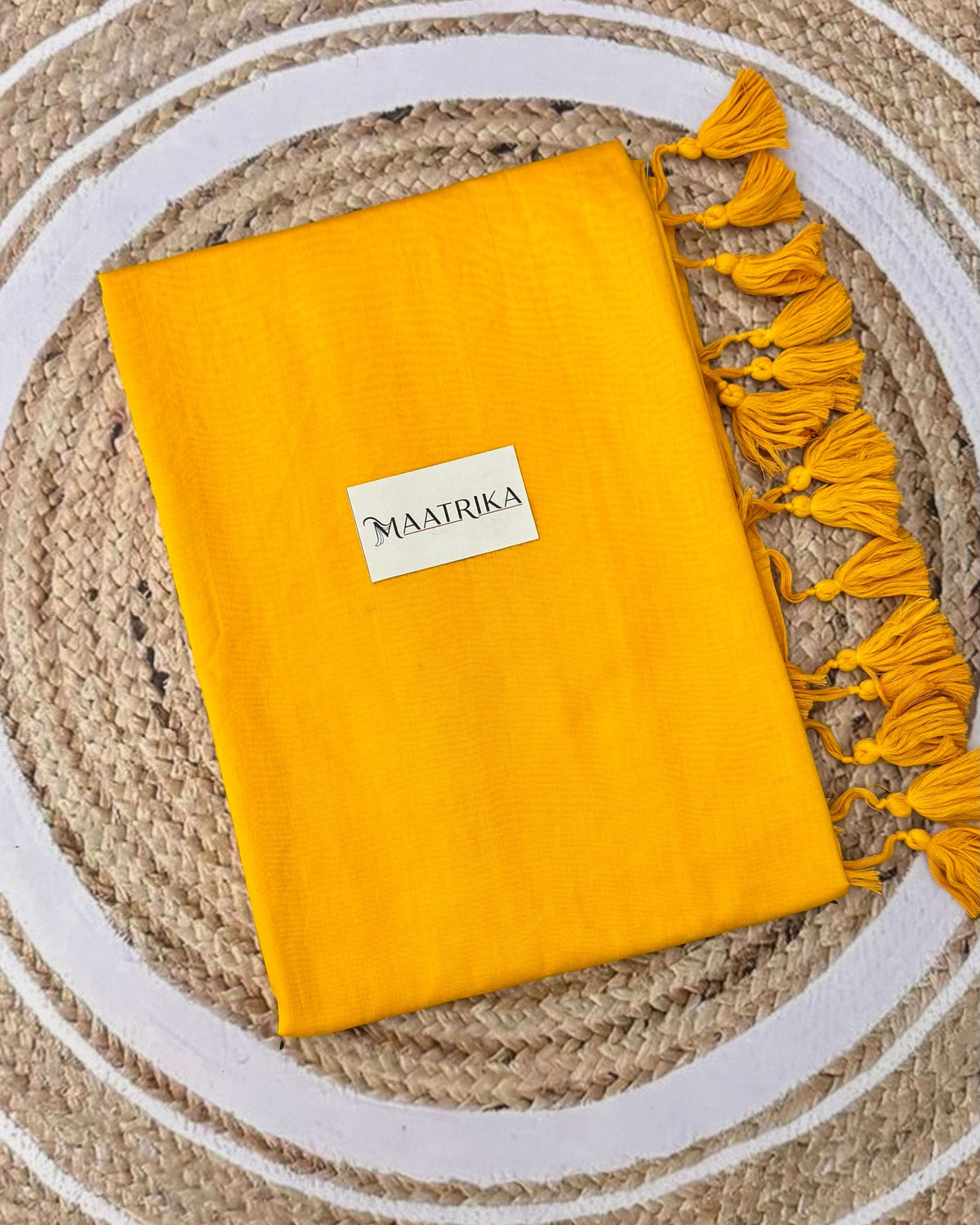 Premium Viscose Cotton Feel Plain Saree with Tassels & Printed Blouse | Soft Lightweight Daily Wear Saree | 0% Polyester | Yellow Color Saree