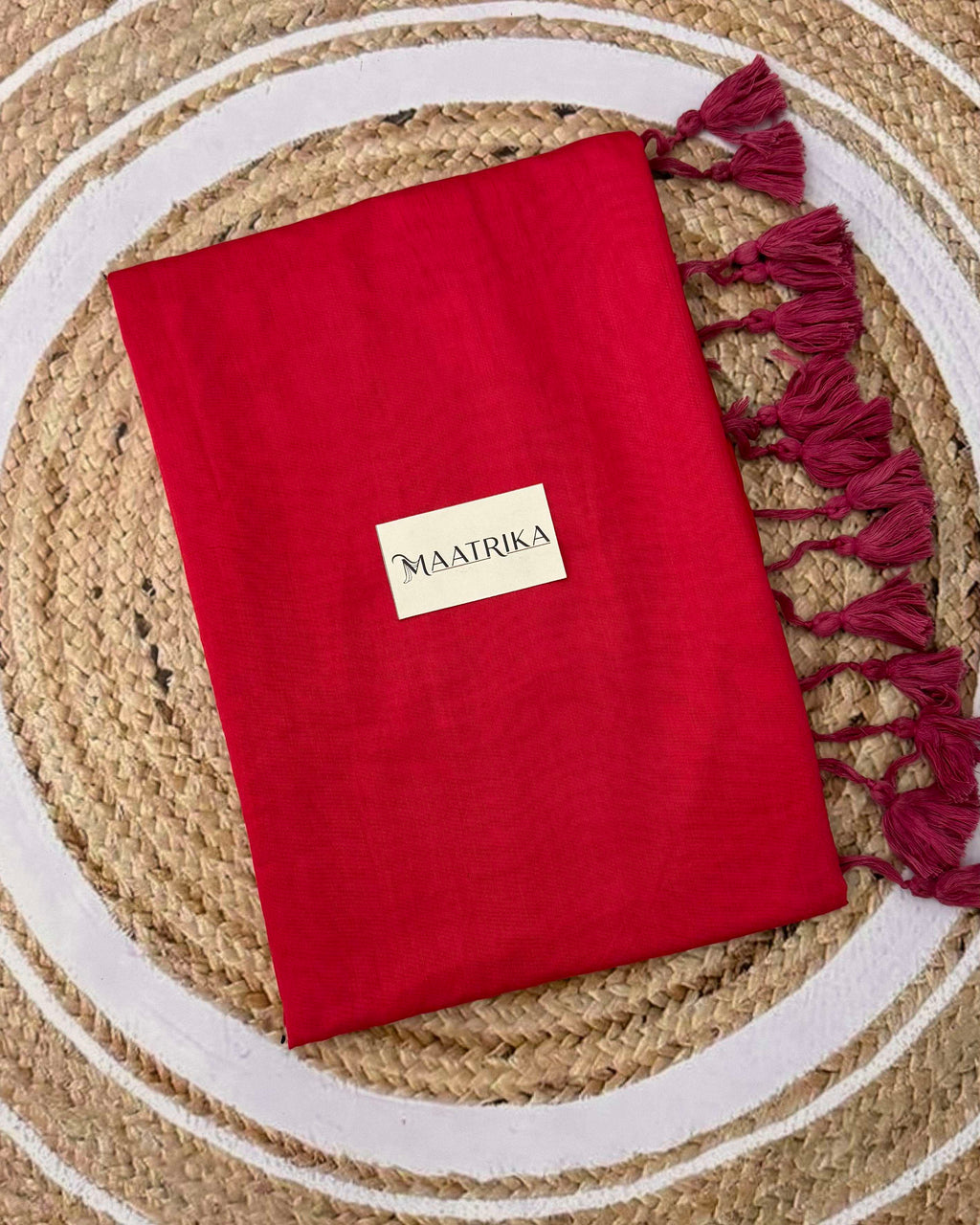 Premium Viscose Cotton Feel Plain Saree with Tassels & Printed Blouse | Soft Lightweight Daily Wear Saree | 0% Polyester | Reddish Pink Color Saree