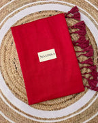 Premium Viscose Cotton Feel Plain Saree with Tassels & Printed Blouse | Soft Lightweight Daily Wear Saree | 0% Polyester | Reddish Pink Color Saree