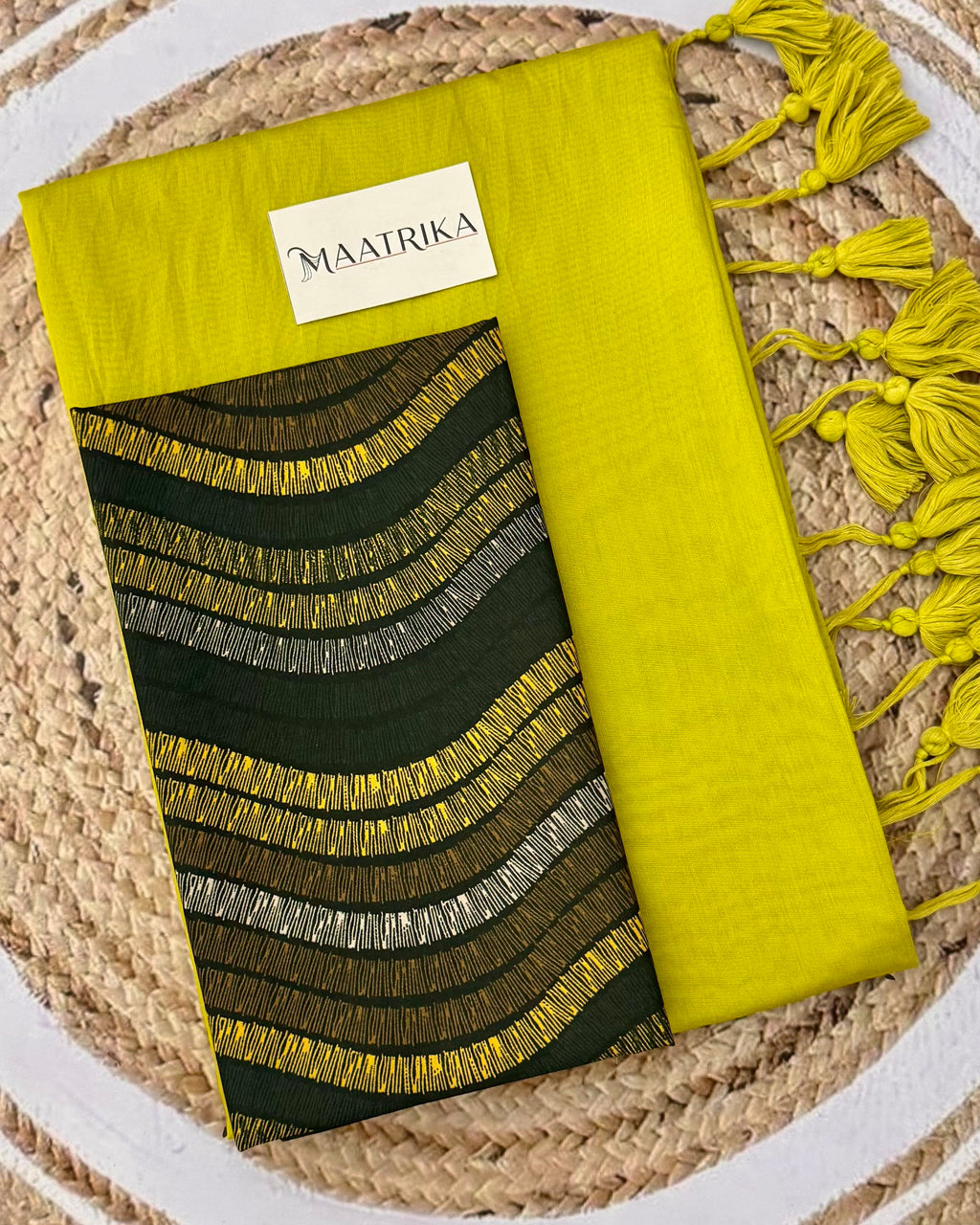 Premium Viscose Cotton Feel Plain Saree with Tassels & Printed Blouse | Soft Lightweight Daily Wear Saree | 0% Polyester | Pista Color Saree