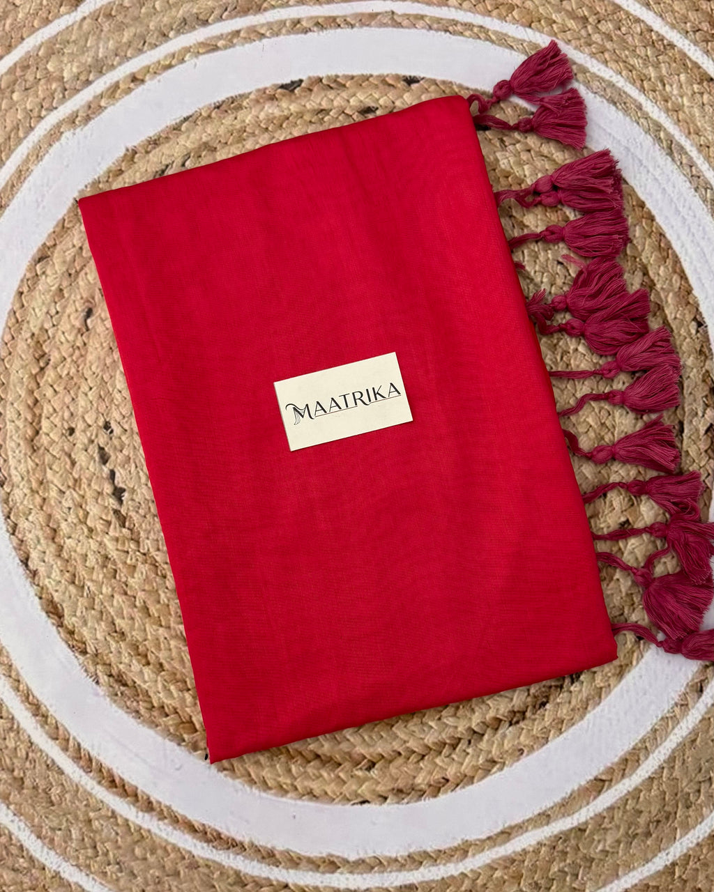 Premium Viscose Cotton Feel Plain Saree with Tassels & Printed Blouse | Soft Lightweight Daily Wear Saree | 0% Polyester | Reddish Pink Color Saree