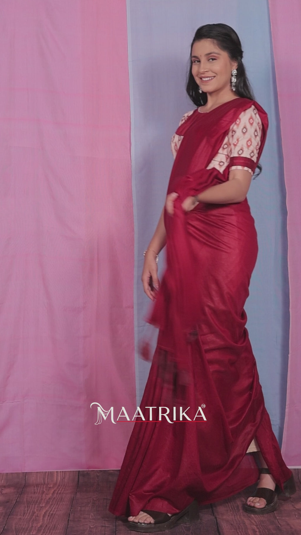 Premium Viscose Cotton Feel Plain Saree with Tassels & Printed Blouse | Soft Lightweight Daily Wear Saree | 0% Polyester | Maroon Color Saree