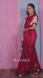 Premium Viscose Cotton Feel Plain Saree with Tassels & Printed Blouse | Soft Lightweight Daily Wear Saree | 0% Polyester | Maroon Color Saree