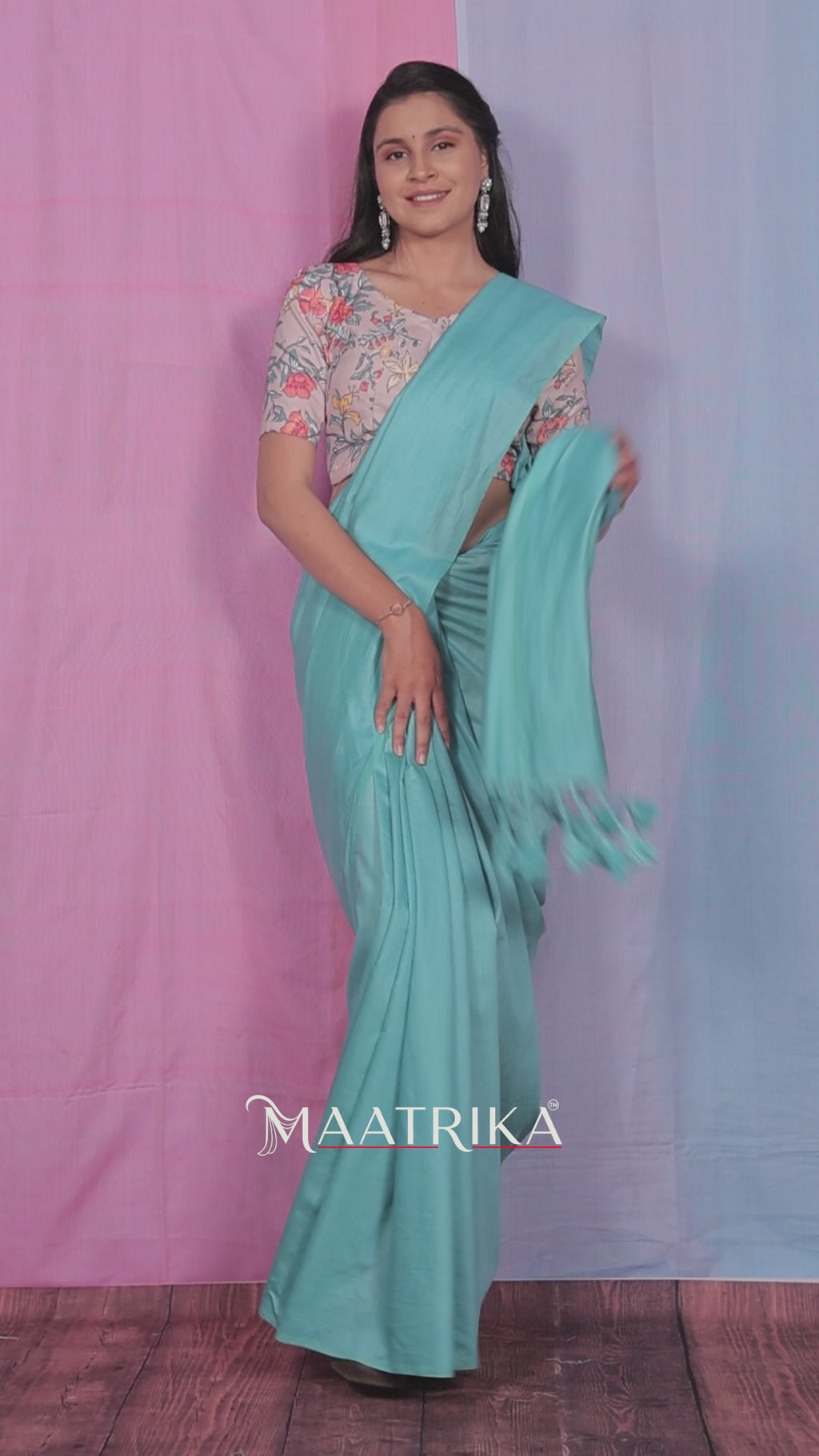 Premium Viscose Cotton Feel Plain Saree with Tassels & Printed Blouse | Soft Lightweight Daily Wear Saree | 0% Polyester | Teal Color Saree