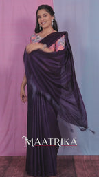Premium Viscose Cotton Feel Plain Saree with Tassels & Printed Blouse | Soft Lightweight Daily Wear Saree | 0% Polyester | Dark Purple Color Saree