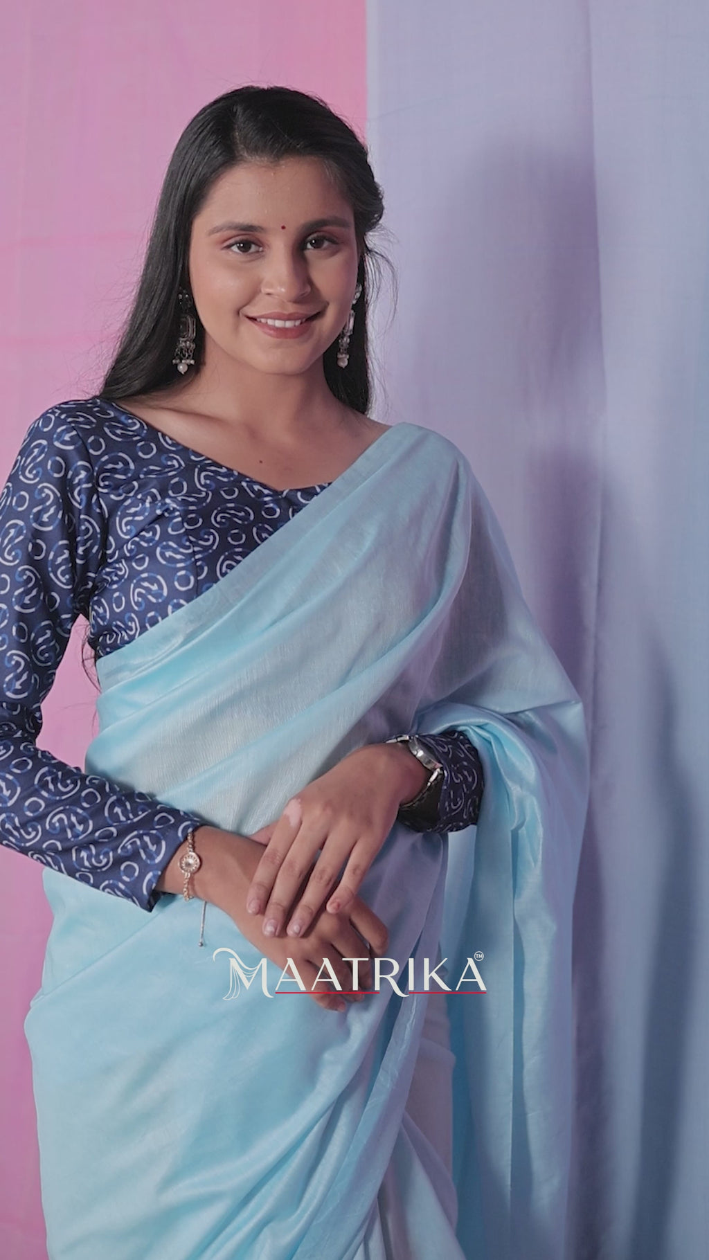 Premium Viscose Cotton Feel Plain Saree with Tassels & Printed Blouse | Soft Lightweight Daily Wear Saree | 0% Polyester | Sky Blue Color Saree
