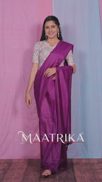 Premium Viscose Cotton Feel Plain Saree with Tassels & Printed Blouse | Soft Lightweight Daily Wear Saree | 0% Polyester | Light Purple Saree