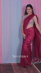 Premium Viscose Cotton Feel Plain Saree with Tassels & Printed Blouse | Soft Lightweight Daily Wear Saree | 0% Polyester | Wine Color Saree